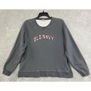 Vintage Old Navy Sweatshirt Mens XL Gray Spellout Heavy Well Worn 90s Y2K